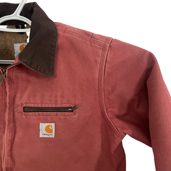 Vtg Carhartt Detroit Jacket USA Rose WJ097-Vrs Canvas Chore Coat Large Women EUC - Picture 2 of 10